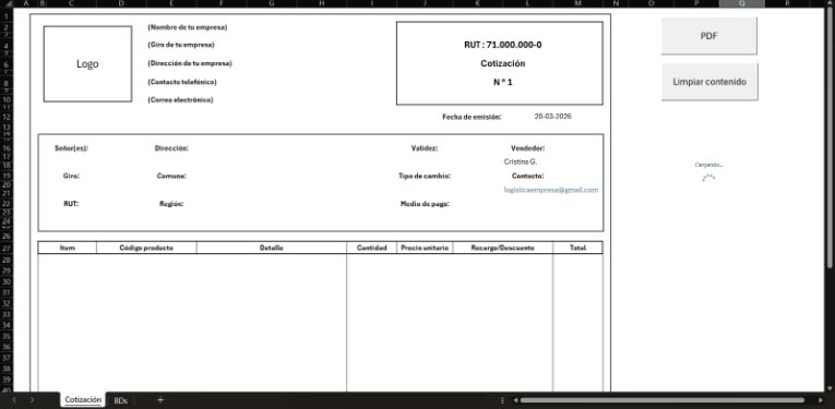 Planilla de cotizaciones con macros