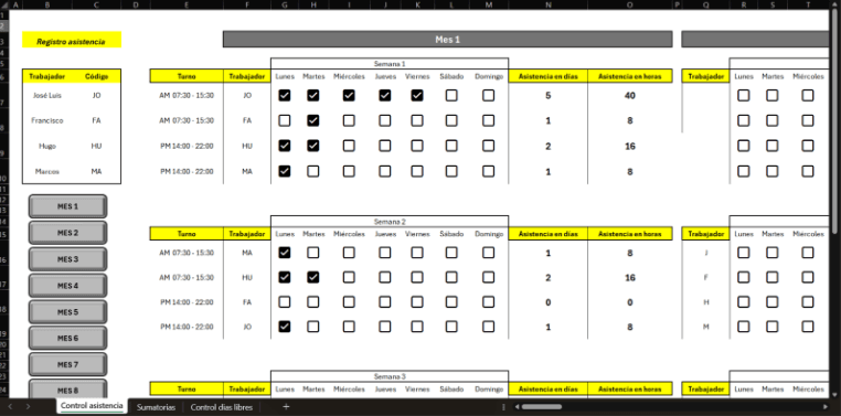 Registro de asistencia laboral